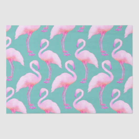 Papier Mousseline Papier papier Tissu Flamant rose d'aquarelle rose (Recto)
