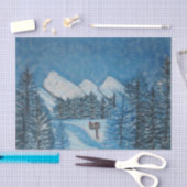 Papier Mousseline Papier peint bleu hiver-TISSU EN ÉPAISSAGE (Artisanat)