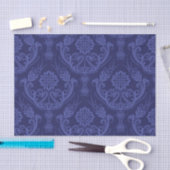 Papier Mousseline Papier peint floral bleu de luxe de damassé (Artisanat)