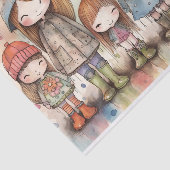 Papier Mousseline Papier Poupée Filles aquarelle Collage Découpage (Détail)