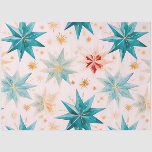 Papier Mousseline Papier Snowflakes Étoiles Bleu rose Or Noël (Recto)