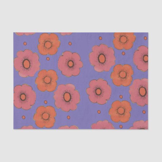 Papier Mousseline Papier Tissu Afro Poppies (Recto)