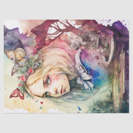 Papier Mousseline Papier Tissu Alice Découpage Aquarelle (Recto)