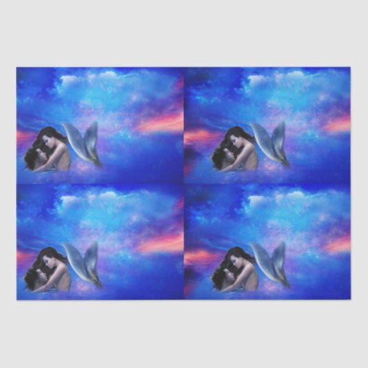 Papier Mousseline Papier Tissu Amour Sirène (Recto)