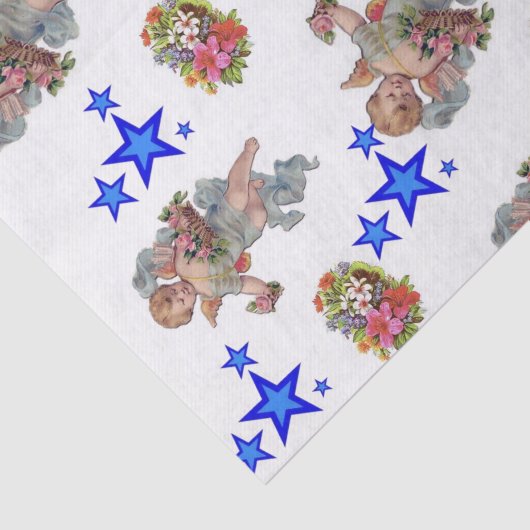 Papier Mousseline Papier Tissu Angel Blue Stars (Détail)