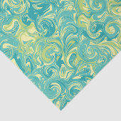 Papier Mousseline Papier tissu Aqua, Green et Jaune en marbre (Détail)