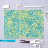 Papier Mousseline Papier tissu Aqua, Green et Jaune en marbre (Artisanat)