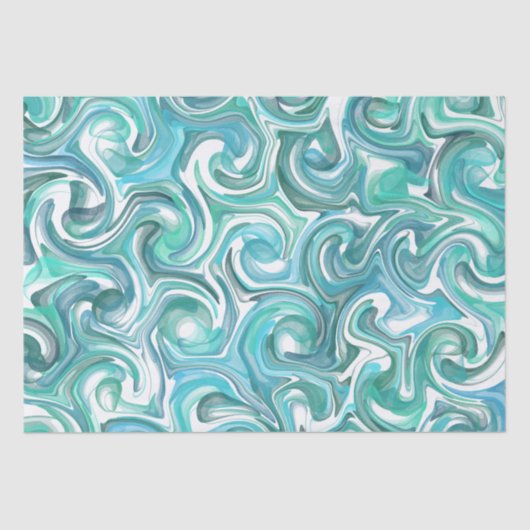 Papier Mousseline Papier Tissu Aqua Swirl (Recto)