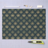 Papier Mousseline Papier Tissu Art Déco Marine et Gold Palm Peacock (Artisanat)