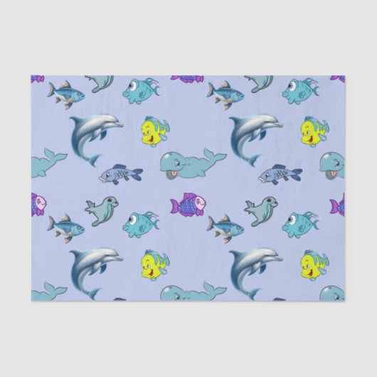 Papier Mousseline Papier Tissu Avec Coloré Ocean Life (Recto)