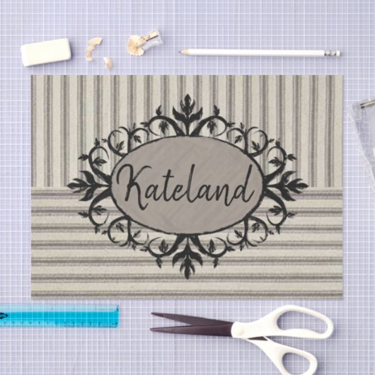 Papier Mousseline Papier Tissu Bbeige Bande Noire (Artisanat)