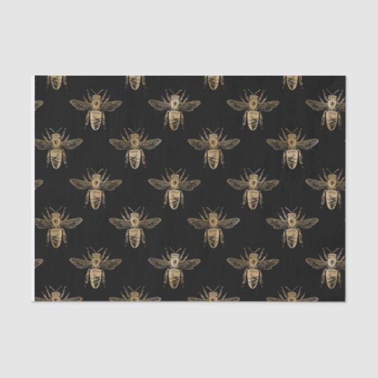 Papier Mousseline Papier Tissu Black & Gold Queen Bee (Recto)