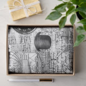 Papier Mousseline Papier Tissu Black & White Steampunk & Script (Cadeau)