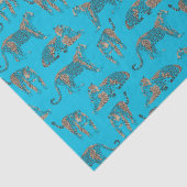Papier Mousseline Papier Tissu Bleu à motif léopard sauvage (Détail)