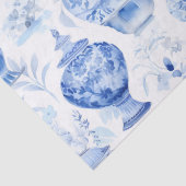 Papier Mousseline Papier Tissu Bleu Chinoiserie (Détail)