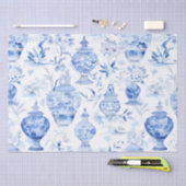 Papier Mousseline Papier Tissu Bleu Chinoiserie (Artisanat)