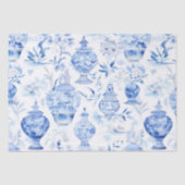 Papier Mousseline Papier Tissu Bleu Chinoiserie (Recto)