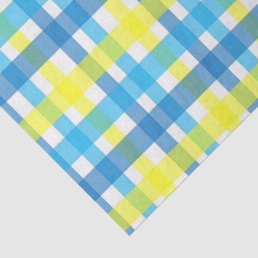 Papier Mousseline Papier Tissu bleu jaune Plat (Détail)