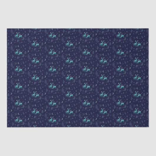 Papier Mousseline Papier Tissu Blue Deer (Recto)