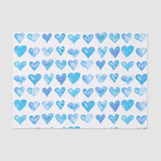 Papier Mousseline Papier Tissu Blue Hearts (Recto)