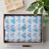 Papier Mousseline Papier Tissu Blue Hearts (Cadeau)