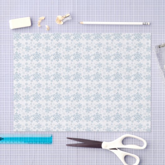 Papier Mousseline Papier Tissu Blue Snowflake. (Artisanat)