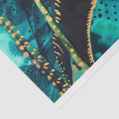 Papier Mousseline Papier Tissu Botanique Tropical Turquoise et Gold (Détail)