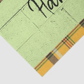 Papier Mousseline Papier Tissu Brûlé Orange Plaid Vert (Détail)