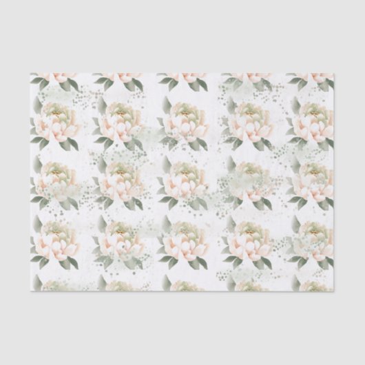Papier Mousseline Papier Tissu Brush Peachy Peonies Specky (Recto)