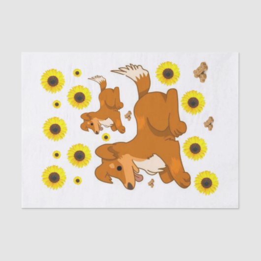 Papier Mousseline Papier Tissu Chien Chien Tournesol (Recto)