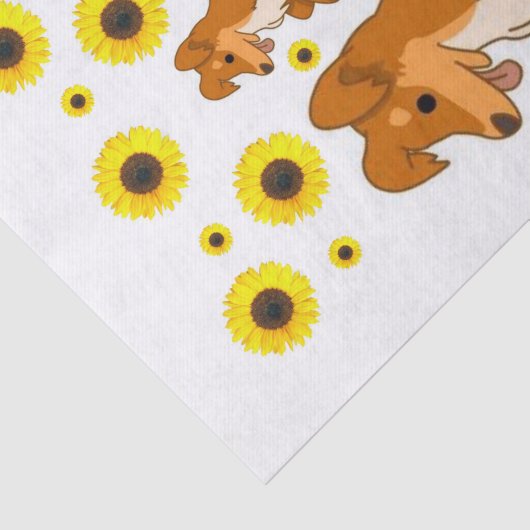 Papier Mousseline Papier Tissu Chien Chien Tournesol (Détail)