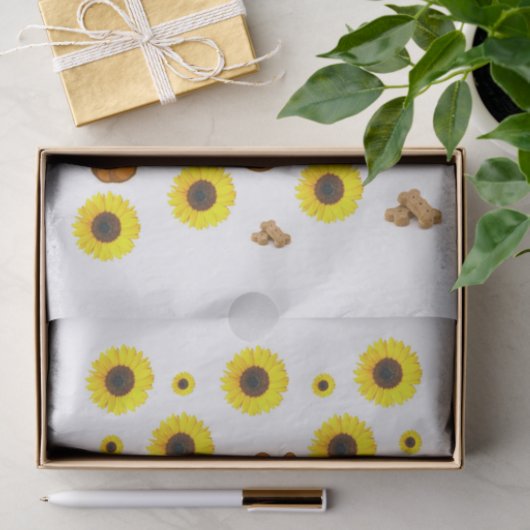 Papier Mousseline Papier Tissu Chien Chien Tournesol (Cadeau)