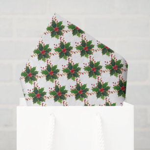 Papier Mousseline Papier Tissu Christmas Holly Berry