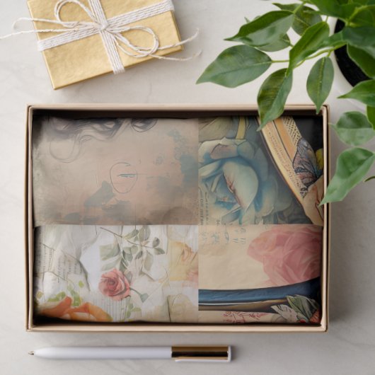 Papier Mousseline Papier Tissu Collage Girly Dreams (Cadeau)