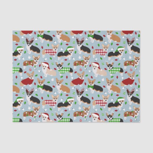 Papier Mousseline Papier Tissu Corgi de Noël (Recto)