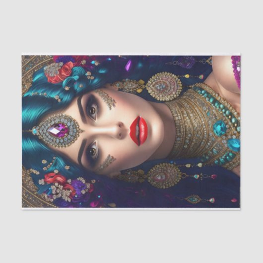 Papier Mousseline Papier Tissu De Découpage De Femme Exotique (Recto)