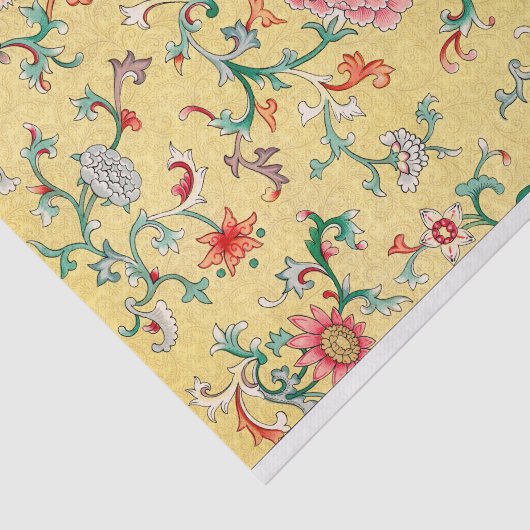 Papier Mousseline Papier Tissu de découpage fleuri chinois jaune (Détail)
