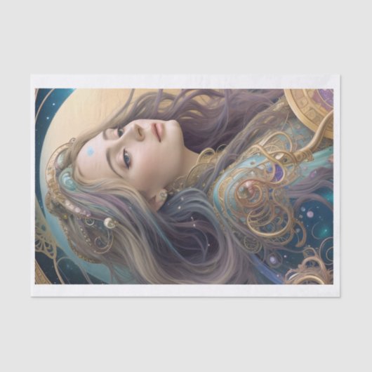 Papier Mousseline Papier Tissu De Découpage Unique Mystique Femme (Recto)