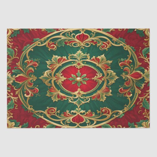 Papier Mousseline Papier Tissu de Fêtes Décoratives Vert Rouge (Recto)