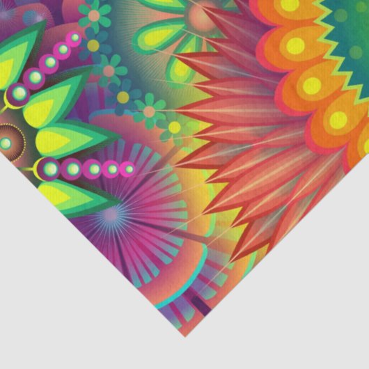 Papier Mousseline papier tissu de fleurs psychédéliques (Détail)