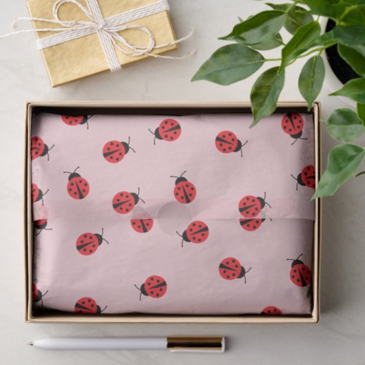 Papier Mousseline Papier Tissu De Ladybug Rose (Cadeau)