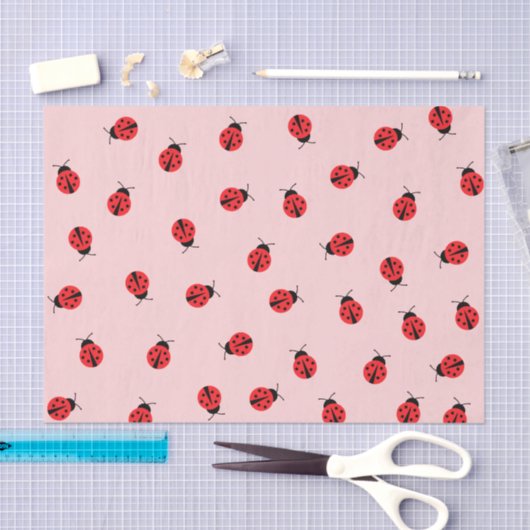 Papier Mousseline Papier Tissu De Ladybug Rose (Artisanat)
