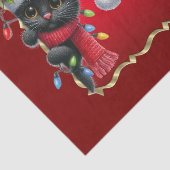 Papier Mousseline Papier Tissu de Noël Black Cat (Détail)