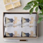 Papier Mousseline Papier Tissu de Noël bleu sonnerie (Cadeau)