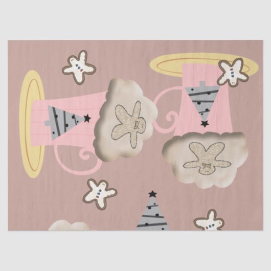 Papier Mousseline Papier Tissu de Noël Cappuccino Café (Recto)