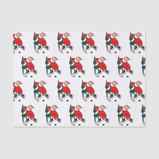 Papier Mousseline Papier Tissu De Noël Hockey (Recto)