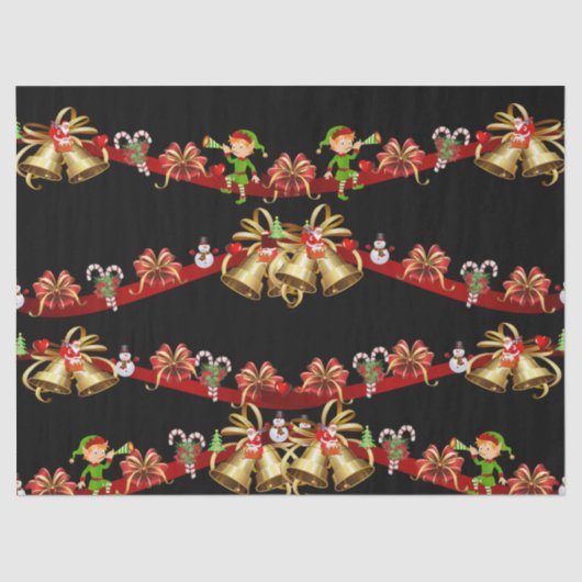 Papier Mousseline Papier Tissu de Noël Père Noël Snowman Elf (Recto)