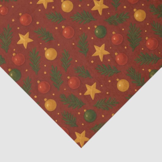 Papier Mousseline Papier Tissu de Noël Rouge classique - Cadeau de v (Détail)