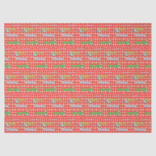 Papier Mousseline Papier Tissu de Noël Rouge Joyeux Fêtes (Recto)