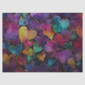 Papier Mousseline Papier Tissu Découpage Coeurs arc-en-ciel (Recto)